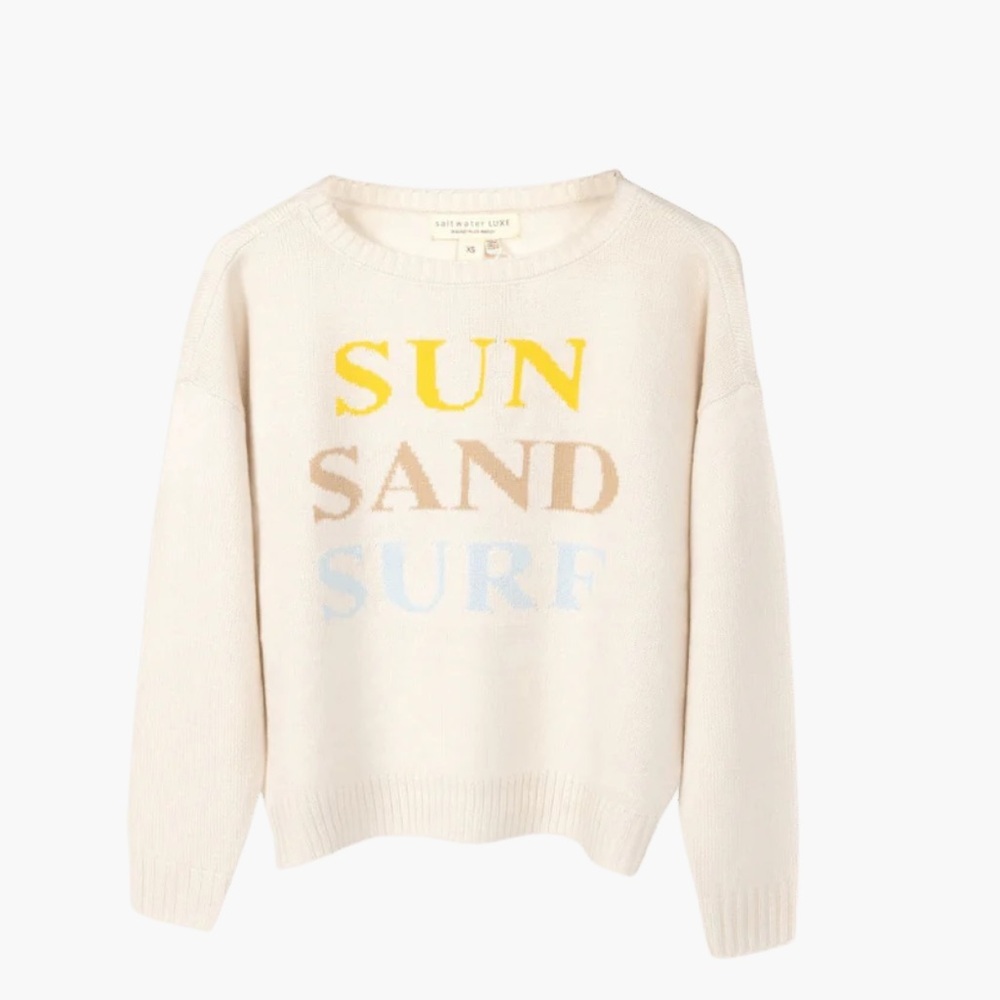 Salt water luxe take me to paradise vanilla beige sweater size xx new